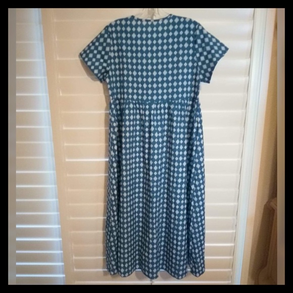 Geometric Print V-neck Loose Casual Midi Dress - Picture 3 of 4